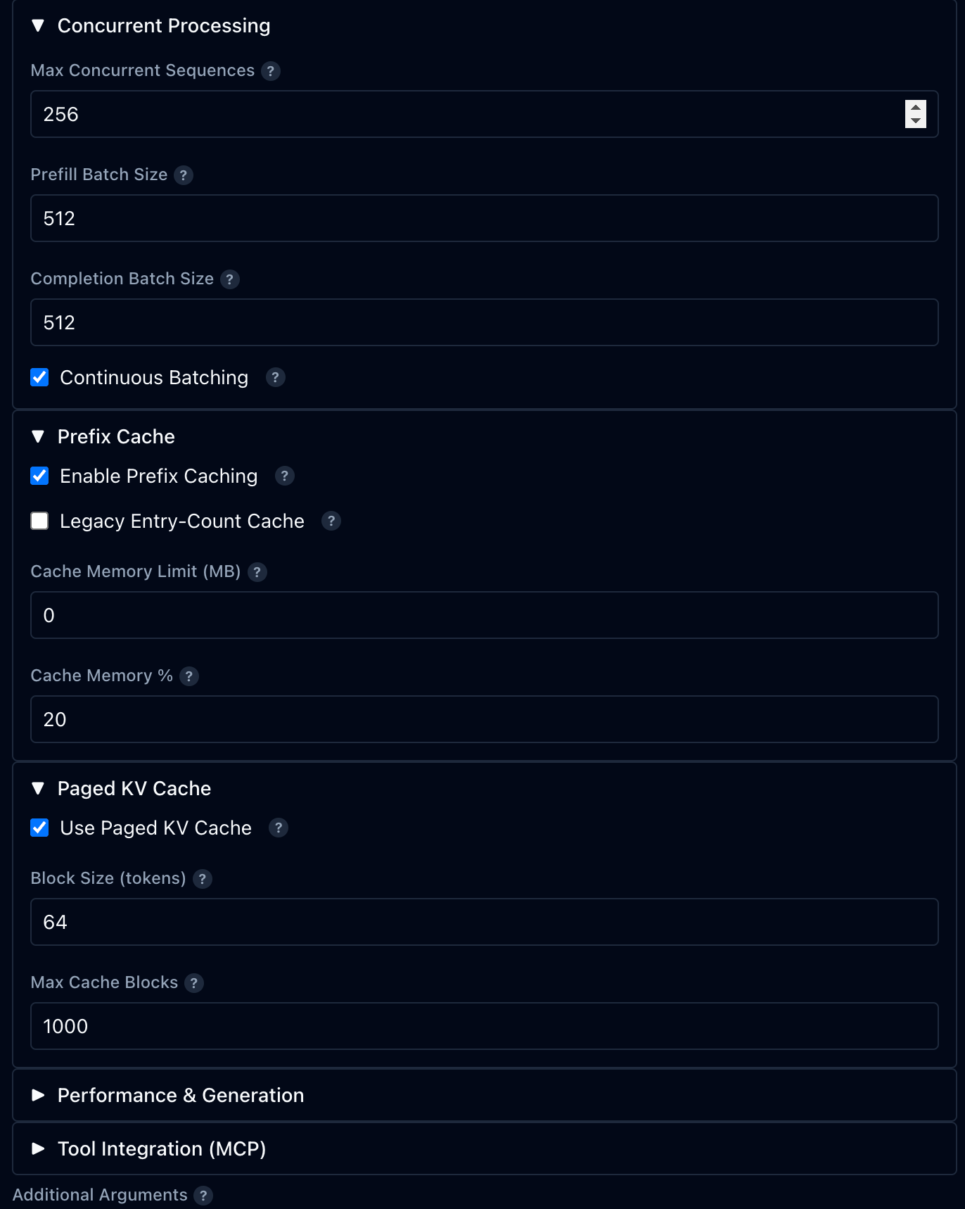 vMLX chat interface showing a conversation with Llama 3.2 model running locally with inference settings panel